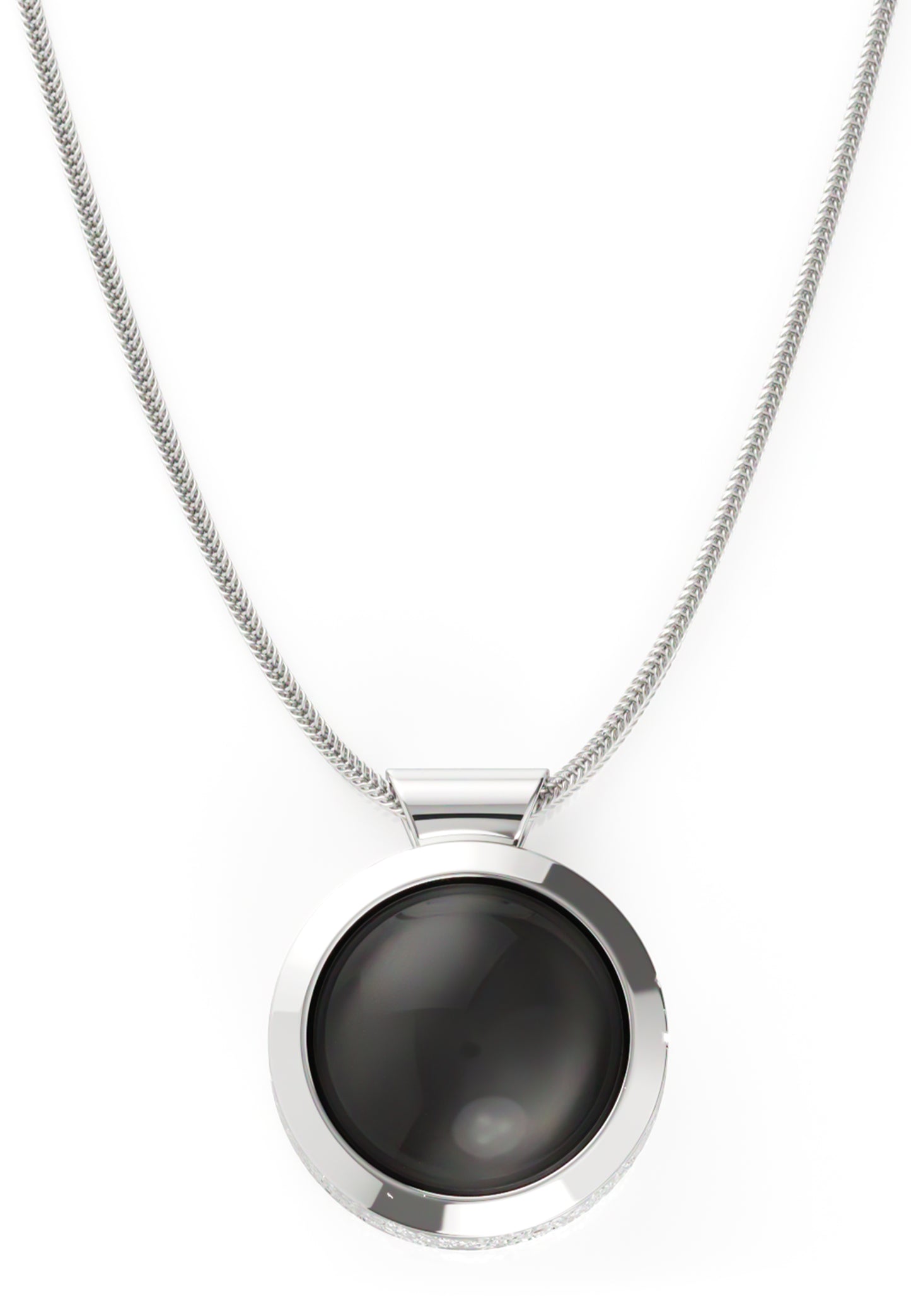 Ovalis Halskette Mondstein Schwarz